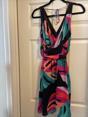 Trina Turk Multicolor V-Neck Sleeveless Midi Dress